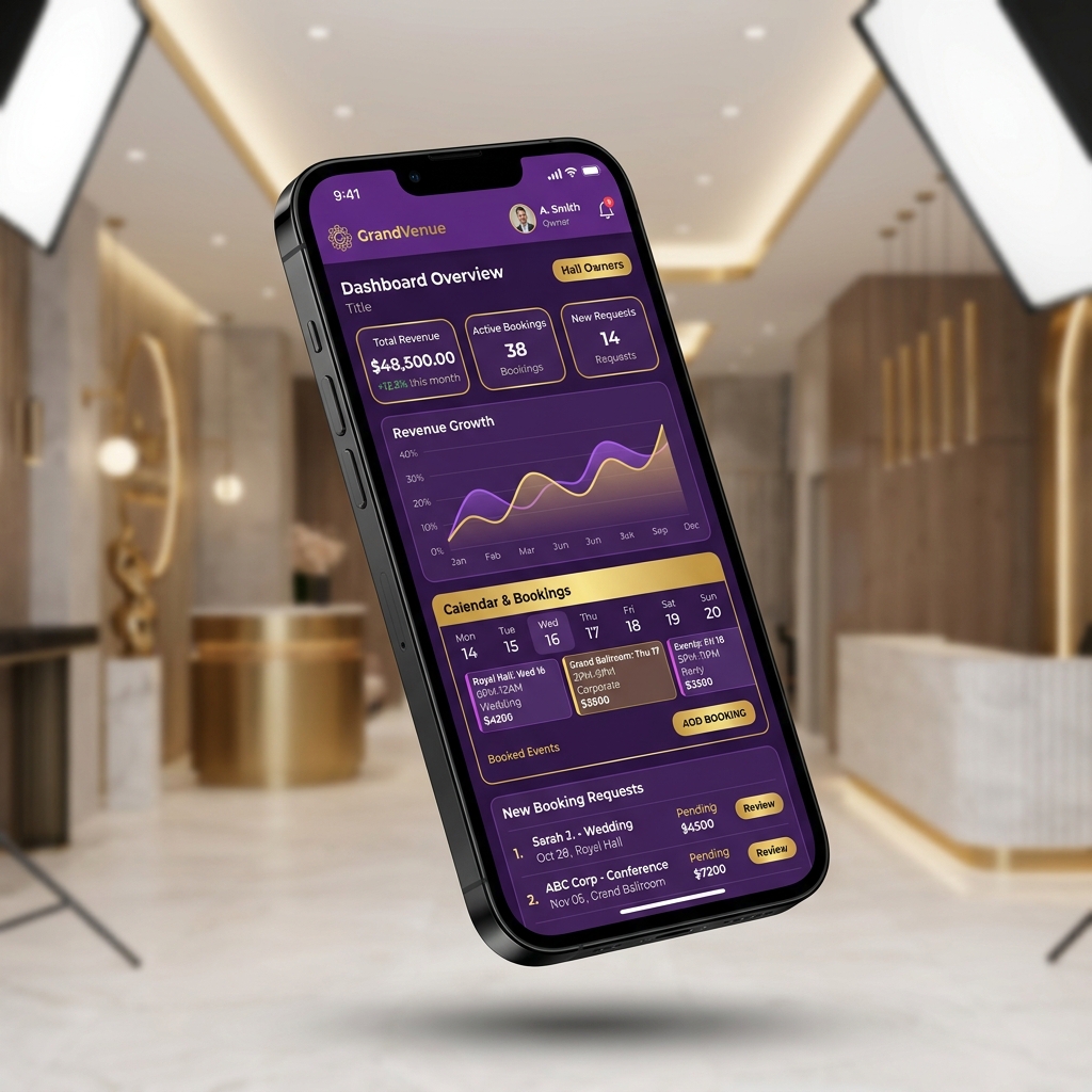Hall Owner Mobile App Mockup